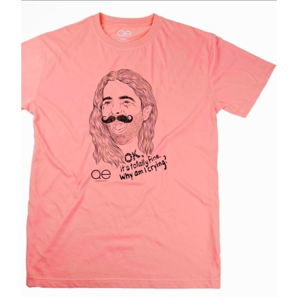 Queer Eye Jonathan Van Ness Pink Graphic T-Shirt JVN Why Am I Crying QE6200P-KS